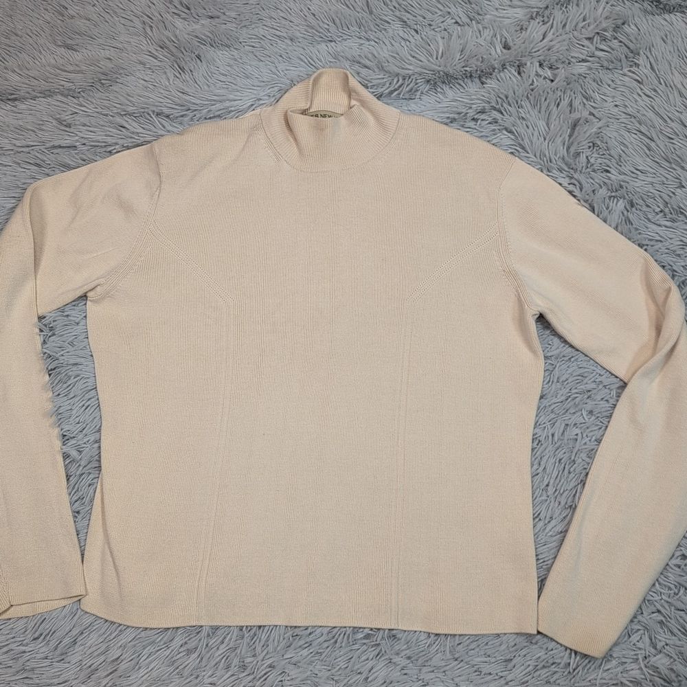 Jones New York Country Essentials Shirt Womens L Off White Silk Blend Casual